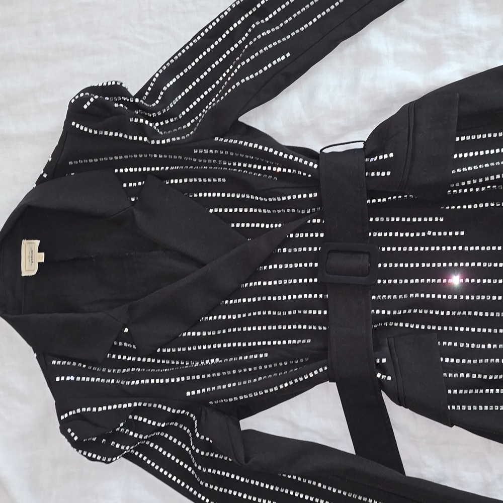 Elegant Black Embellished Blazer Dress
